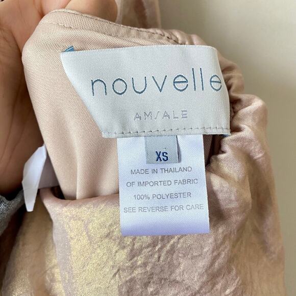 NOUVELLE AMSALE Liane Bridesmaid Dress Maxi Prom N349 Liquid Metal Rose Gold XS - Picture 7 of 13